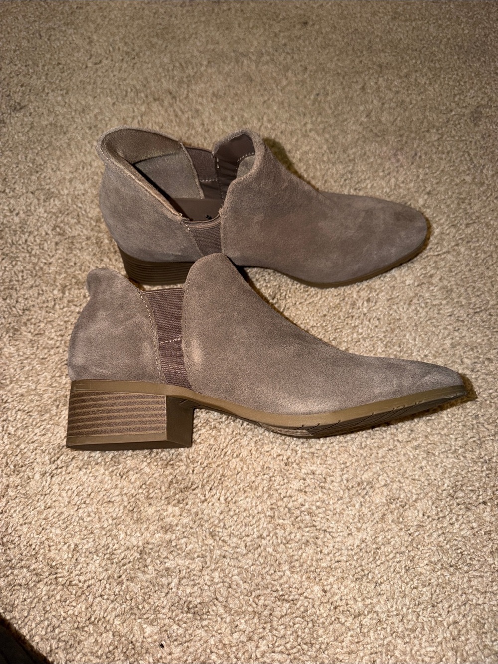 Kenneth Cole Taupe Suede Low Heel Ankle Booties